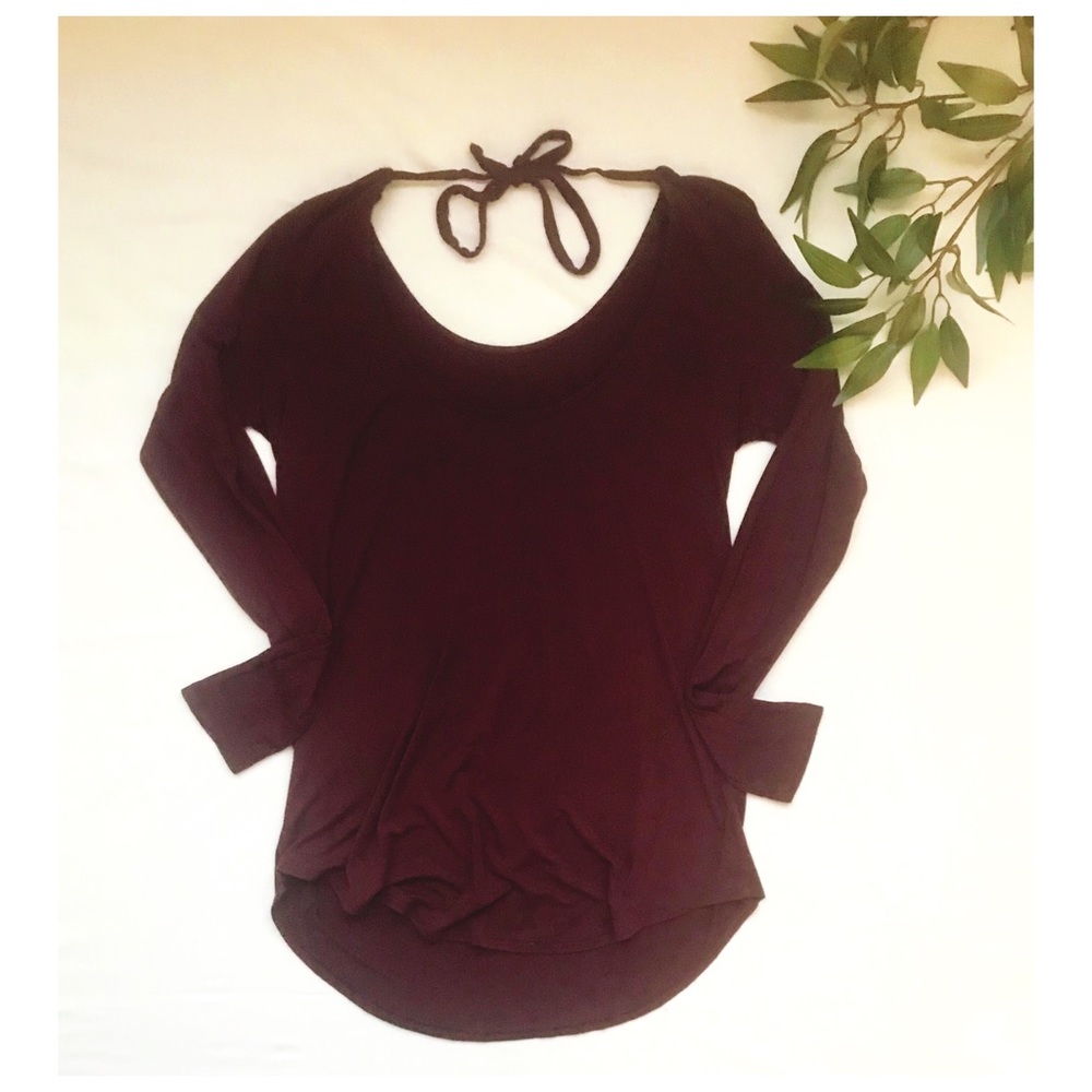 Aerie Soft Long-Sleeved Tie Neck Tee